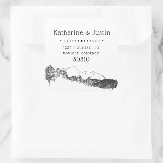 山の隠れ家 ⎢返信先住所シール スクエアシール (バッグ)