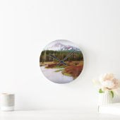 山の雪の南西凍っていられていた冬の秋 ラウンド壁時計 (ホーム)