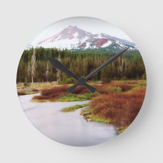 山の雪の南西凍っていられていた冬の秋 ラウンド壁時計 (正面)