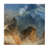 山の霧の中のオオカミ タイル (正面)