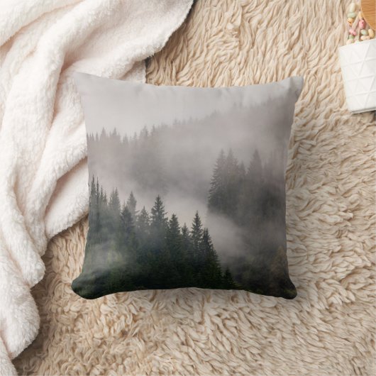 山の霧の森 クッション (ブランケット)