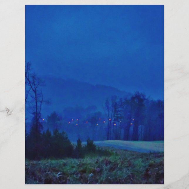 山の青い霧の中でキラキラ光 (正面)