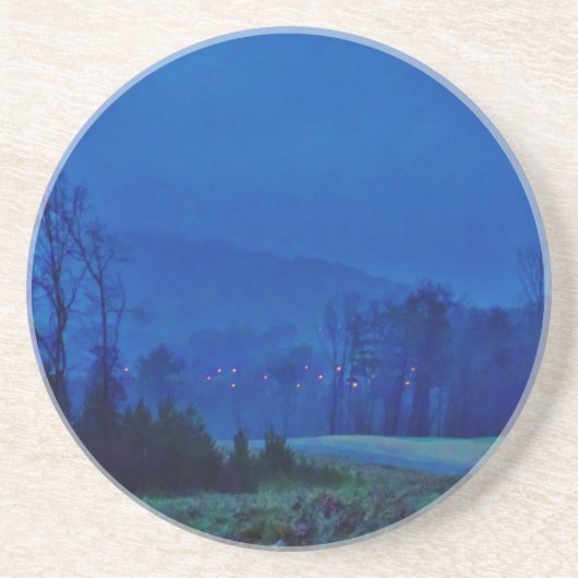 山の青い霧の中でキラキラ光 コースター (正面)