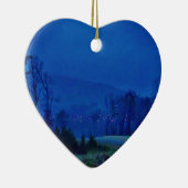 山の青い霧の中でキラキラ光 セラミックオーナメント (右)