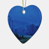 山の青い霧の中でキラキラ光 セラミックオーナメント (左)