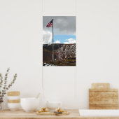 山の頂上とフラッグ写真自然壁ポスター ポスター (キッチン)