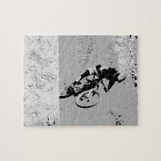 山の頂上 – 山バイクもしくは自転車に乗る人 ジグソーパズル (横)