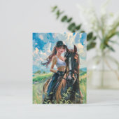 山の風景でアニメ威厳のあるライダー ポストカード (スタンド正面)