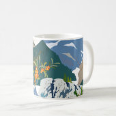 山の風景と野生のベリー。シームレスヴィンタグ コーヒーマグカップ (正面右)