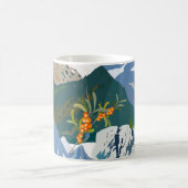 山の風景と野生のベリー。シームレスヴィンタグ コーヒーマグカップ (中央)