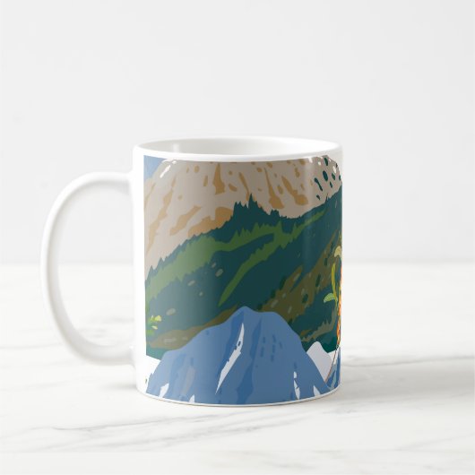 山の風景と野生のベリー。シームレスヴィンタグ コーヒーマグカップ (左)