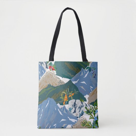 山の風景と野生のベリー。シームレスヴィンタグ トートバッグ (正面)