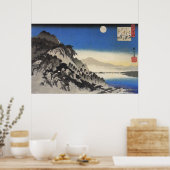 山の風景の上の満月 ポスター (キッチン)