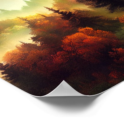 山の風景の秋 ポスター (角)