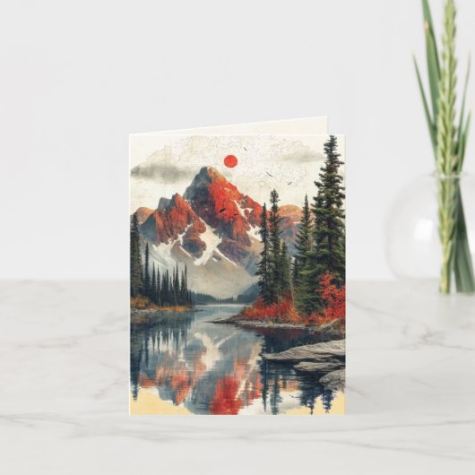 山の風景の聖句の秋 ノートカード (正面)