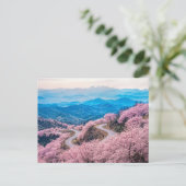 山の風景を貫く道と満開の桜 シーズンポストカード (スタンド正面)