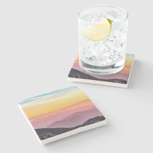 山の風景アットサンセット ストーンコースター (横)