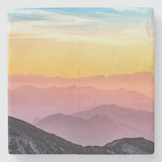 山の風景アットサンセット ストーンコースター (正面)