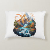山の風景イラストレーション アクセントクッション (裏面)