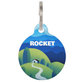 山の風景丸型ペットタグ ペット　ネームタグ