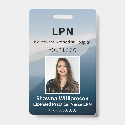 山の風景従業員IDバッジ(バーコード) バッジ (正面)