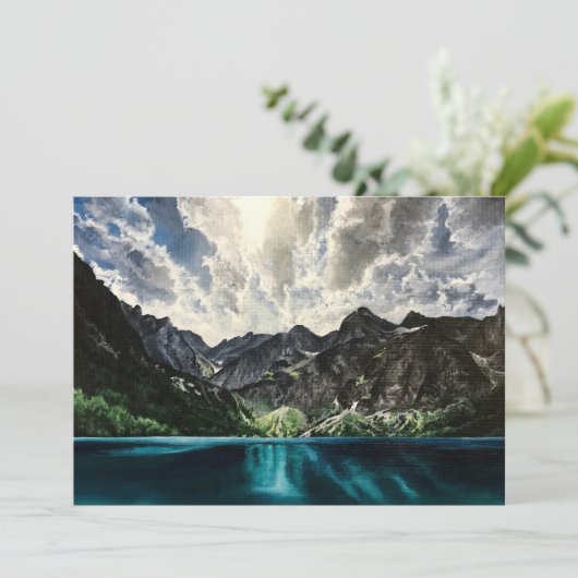 山の風景絵を描のグリーティングカード (スタンド正面)