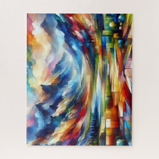 山の風景絵画のAIアート生成 ジグソーパズル (縦)