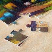 山の風景絵画のAIアート生成 ジグソーパズル (側面)