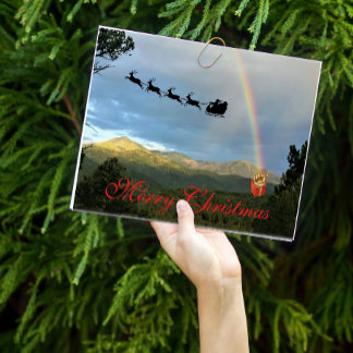 山の風景 サンタ クリスマス 虹 ギフト カード