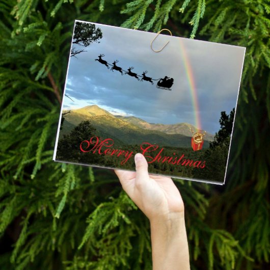 山の風景 サンタ クリスマス 虹 ギフト カード