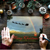 山の風景 サンタ クリスマス 虹 ギフト カード