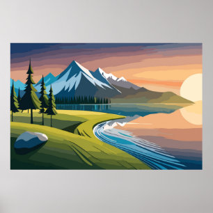 山の風景 ポスター