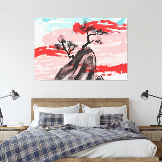 山の風景（木の影あり） キャンバスプリント (インサイチュ (寝室))