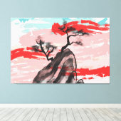 山の風景（木の影あり） キャンバスプリント (インサイチュ (ウッドフロア))