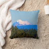 山の風景、木、雪、常緑樹 クッション (ブランケット)