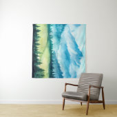 山の風景。水彩イラストレーション。 タペストリー (インサイチュ(横))