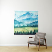 山の風景。水彩イラストレーション。 タペストリー (インサイチュ)