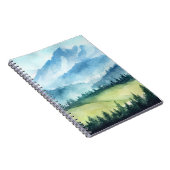 山の風景、水彩画芸術的像 ノートブック (右側)