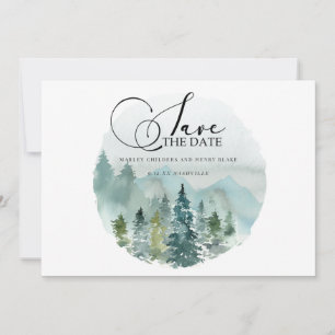 山の風景 水彩 結婚式 Save the Date セーブザデート