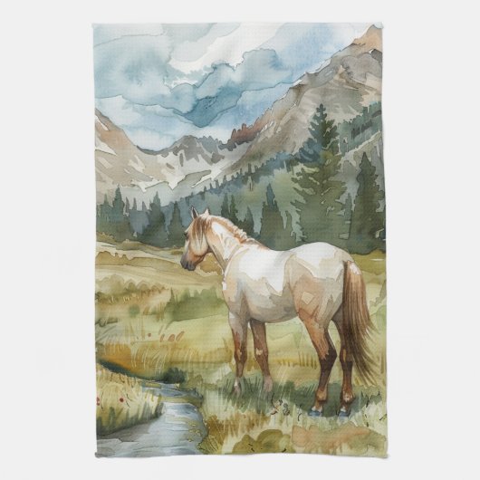 山の馬 キッチンタオル (縦)