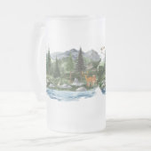 山の高い野生生物をパーソナライズ フロストグラスビールジョッキ (正面左)