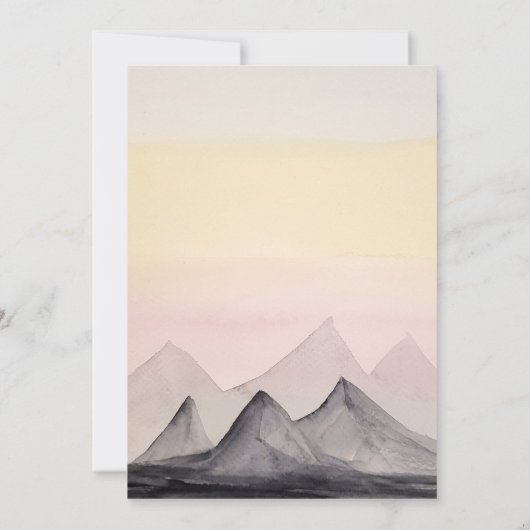 山の高い風景の水の色の手絵を描形 招待状 (裏面)