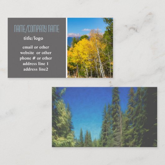 山の《植物》アスペンツリー秋の黄色の自然写真 名刺 (正面/裏面)