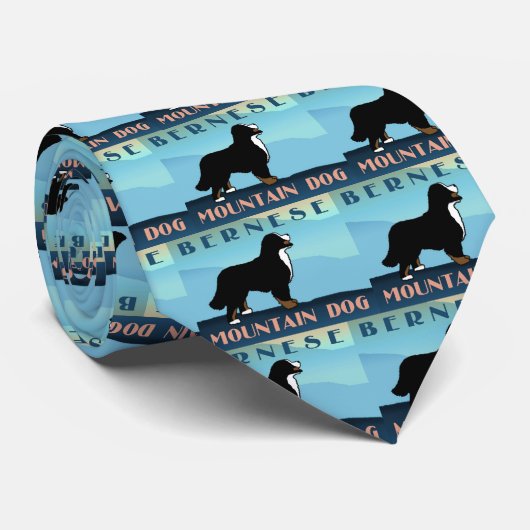 山のBernese青い犬 ネクタイ (ロール)
