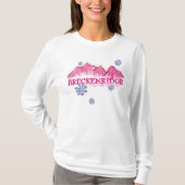 山のBreckenridgeピンクコロラド州のフード付きスウェットシャツ Tシャツ (正面)