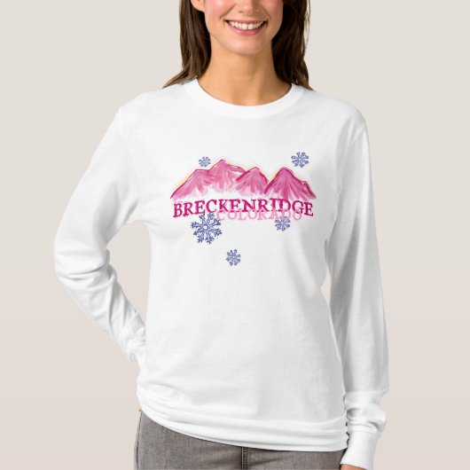 山のBreckenridgeピンクコロラド州のフード付きスウェットシャツ Tシャツ (正面)