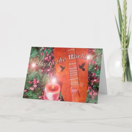 山のDulcimerのクリスマスの挨拶状 カード (正面)