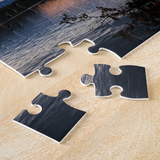 山のKatahdin Millinocket湖メイン上の日没 ジグソーパズル (側面)