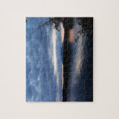 山のKatahdin Millinocket湖メイン上の日没 ジグソーパズル (縦)