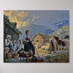 山のShepherdessの小屋 ポスター